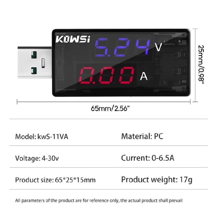 KWS-11VA Dual USB Tester Charger Tester Voltmeter Ammeter Charger Detection