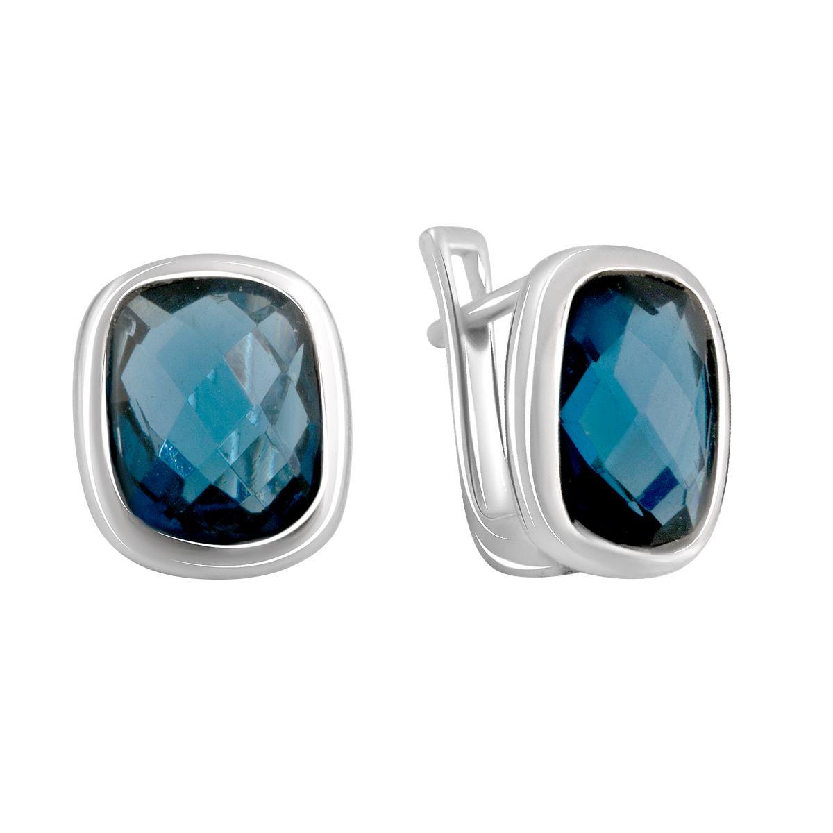 

Срібні сережки з керамікою Лондон Блю 4.777ct (2096597) синій