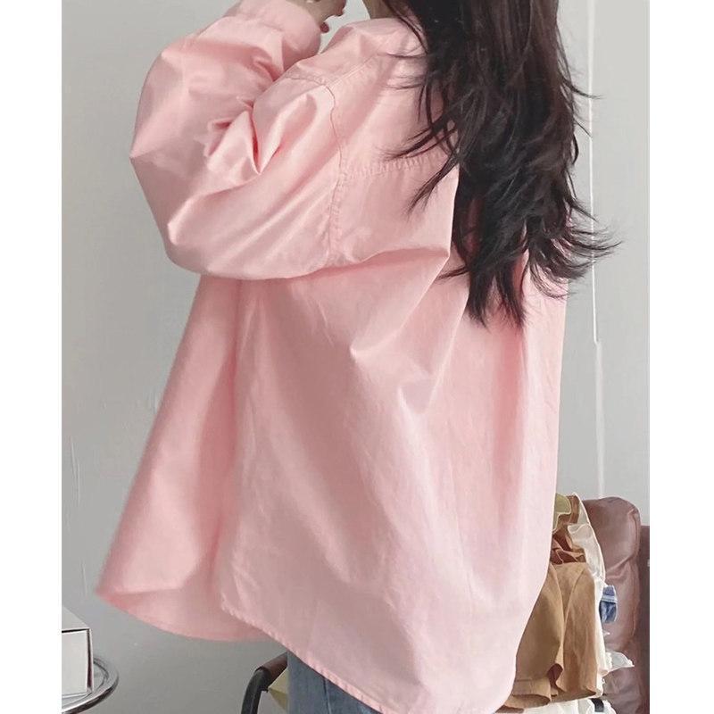 Women's Simple Sweet Pure Cotton Long Sleeve Shirt for Spring, Autumn & Winter