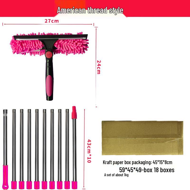 Dual-Sided High-Rise Window Cleaning Squeegee: Efficient Glass Cleaner for Easy Two-in-One Use