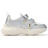MLB New York Yankees Synthetic Leather Hollowed Out Cool Fashion Non-Slip Breathable Low-Top Casual Shoes Kids sneaker Silver 7ASHCB153-50SIS