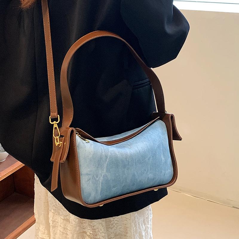 Women's PU leather crossbody bag fashionable shoulder bags patchwork versatile textured travel women's bags new