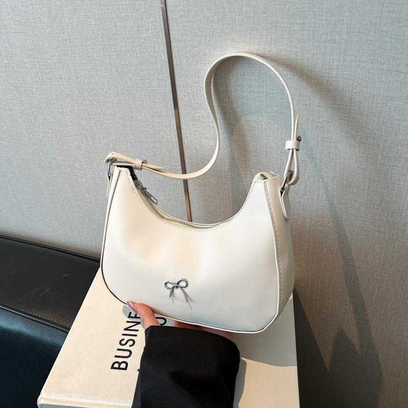 

New solid color simple casual aesthetic lightweight shoulder armpit bag texture hand bag women s bag белый