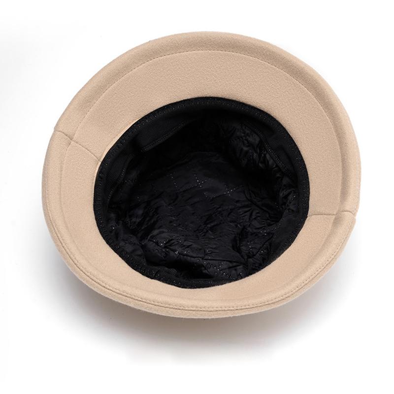 Bow Wide Brim Fisherman Hat Woolen Herbst Winter Damen Coldproof Warm Basin Hat