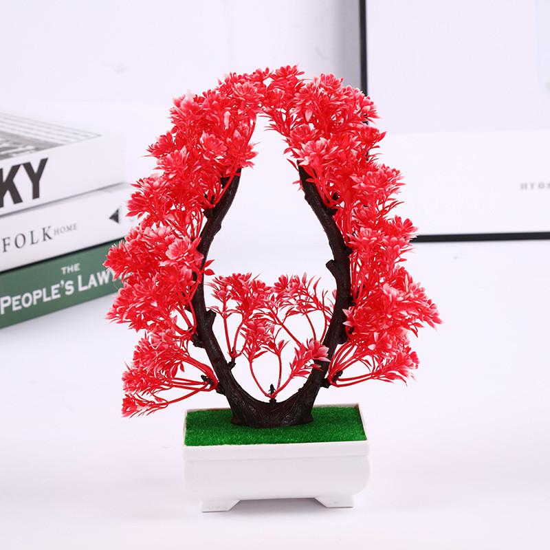 Simulated Heart Shaped Chrysanthemum Fake Flowers Plants Potted Desktop Decor