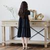 Korean Style Stitched Patchwork Shirt Collar Short Sleeve Big Girls Long Kids Dress