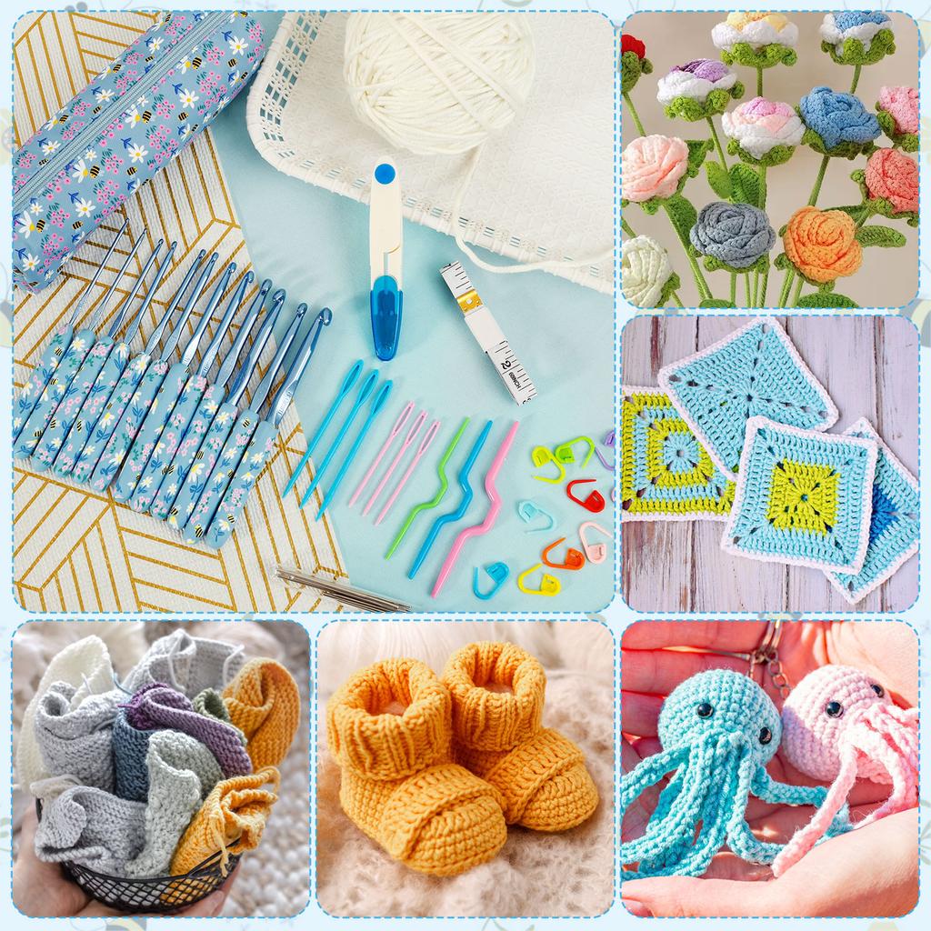 43Pcs Crochet Hooks Set 2mm to 8mm Soft Grip Ergonomic Crochet Needles Kit with Storage Bag Complete Knitting Needles for Adults