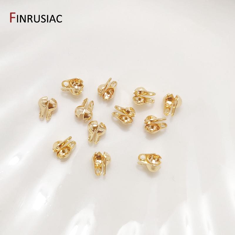 

50/100 PCS Connector Clasp Fitting 3mm/4mm Ball Chain Calotte End Crimps Beads For DIY Jewelry Making Double-Cup Side Bead Tips 3mm-50 pcs