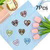 7Pcs/Set Embroidered Button DIY Love Heart Clothes Hook Button Decoration Fashion Button Accessory Patch Polyester