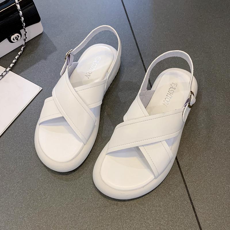 2024 Sandale Noi de Vară pentru Femei Sandale cu Vârf Deschis Sandale de Modă Crossover Pantofi Casual Toc Mic Platformă Pantofi cu Cataramă Sandale Femei