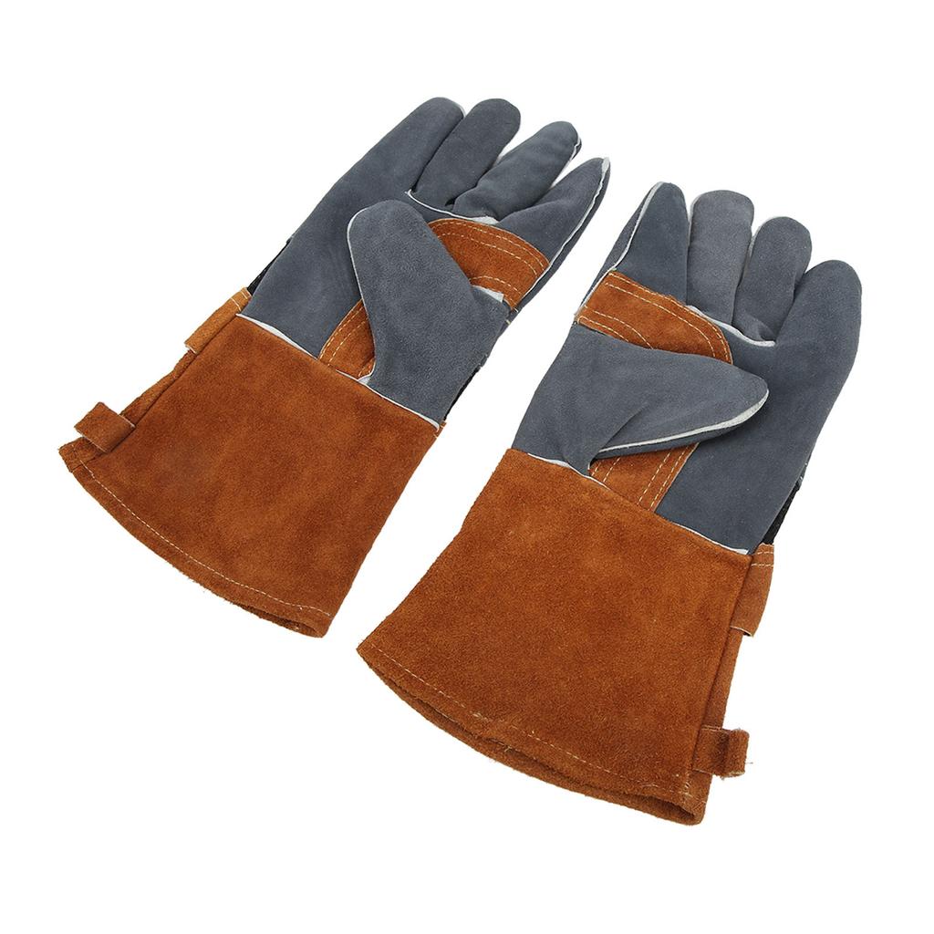 1 Pair of Heat Resistant Gloves  proof Flame Retardant Non Scalding Leather for BBQ Grill