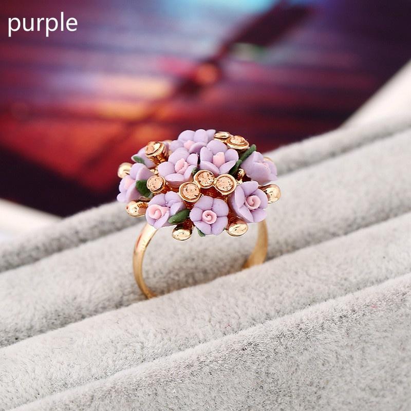 Inel de flori Costum Personalități și Moda Femei Inel de deget simplificat cu flori din ceramică