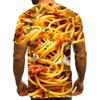 Large Men's French Fries Hamburger Pattern 3D Printed Men's Round Neck Short Sleeved T-shirt Summer Fashion T-shirt Casual Comfortable Versatile Top