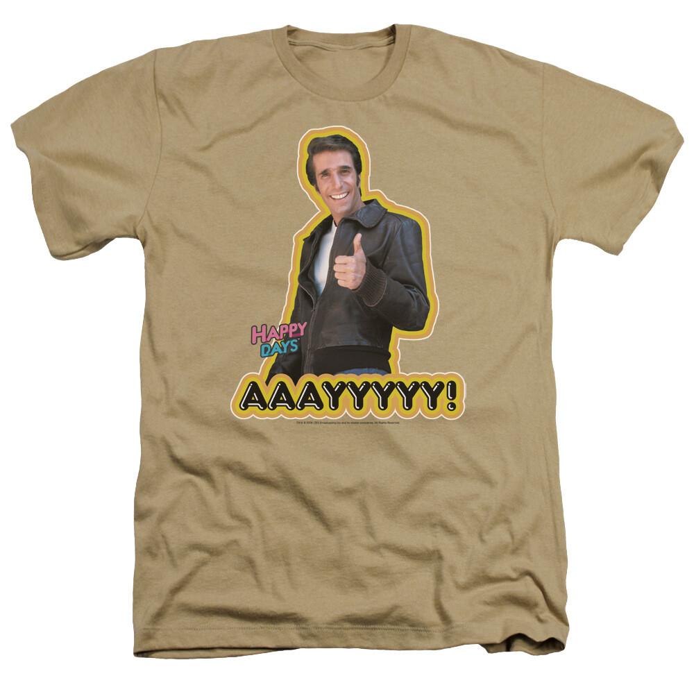Happy Days Aaayyyyy Logo T Shirt Mens Fonzie Licensed Classic TV Show Sand XXXXL