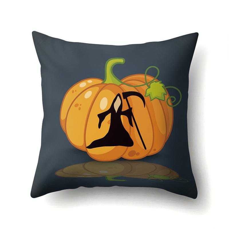 Halloween Polyester Pillow Case Car Waist Pillow Pumpkin Sofa Cushion Cover Office and Home Pillow Case
