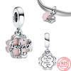 New 925 Silver Colorful Infinite Heart Flower Charms Fit Original Pendant Bracelet Necklace DIY Ladies Fine Jewelry