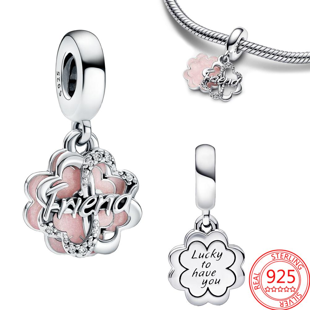 New 925 Silver Colorful Infinite Heart Flower Charms Fit Original Pendant Bracelet Necklace DIY Ladies Fine Jewelry