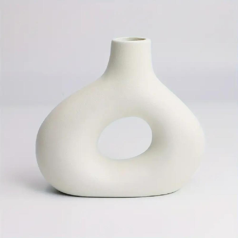 

Керамическая ваза в стиле бохо, креативная ваза для пончиков, контейнер для цветочной композиции, ваза для украшения дома белый