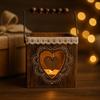 Wooden Candle Holders - SIROCO - Set of 4 - Heart, Star, Fir Tree Motifs - Christmas Atmosphere - Rustic