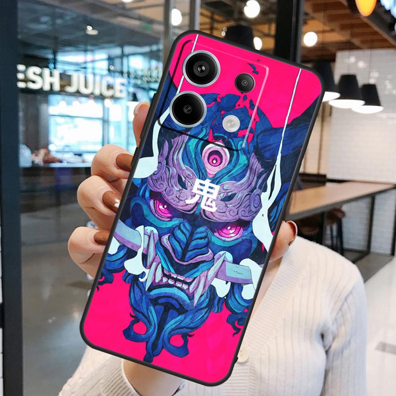 Japanese Oni Hannya Demon Mask Case For Xiaomi Redmi Note 13 Pro 10 11 12 14 15 Pro Plus Redmi 15C 14C 10C 12C 13C 15 Cover
