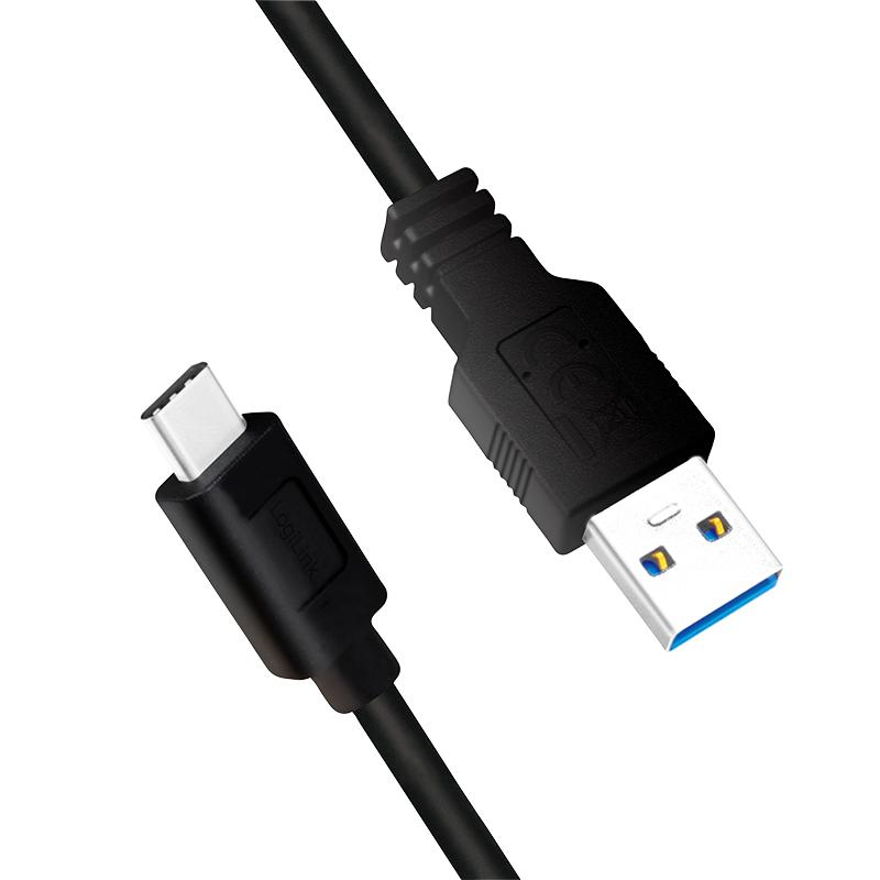 Logilink USB 3.2 Gen1 Type-C to USB-A Cable, Black, 0.5m, 5Gbps