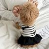 Bowknot Striped Puppy Hoodie Dress Pet Couple Clothing Dog Clothes For Small Dogs Chihuahua Poodle Dog Sweatshirt Shirt Apparels