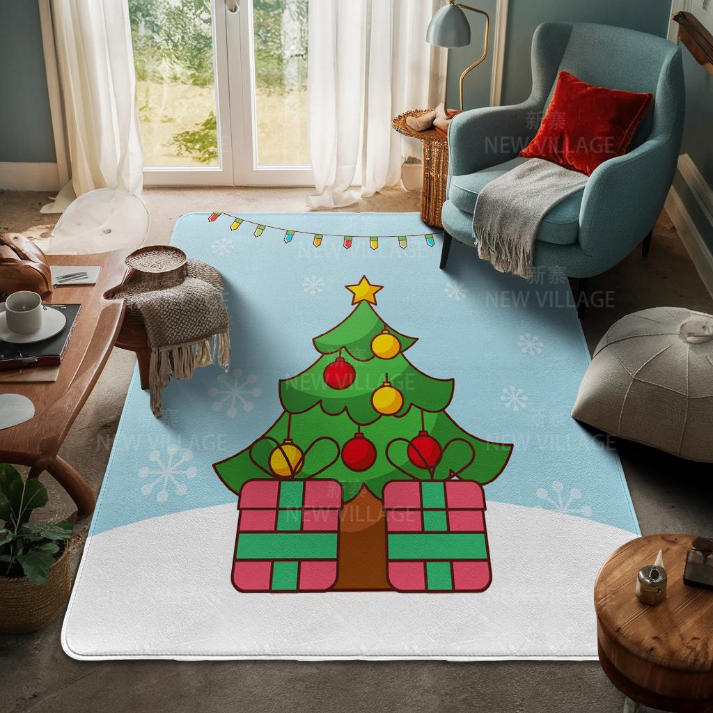 House Entrance Carpet Home Door Mat Living Room Bath Foot Bathroom Non-slip Water Absorption Rugs Bath Merry Christmas Winter