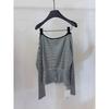 Women's Striped Off-Shoulder Long-Sleeve Cotton Tee—Fashionable, Versatile, Slimming, High-End Feel, Perfect for Spring/Autumn.