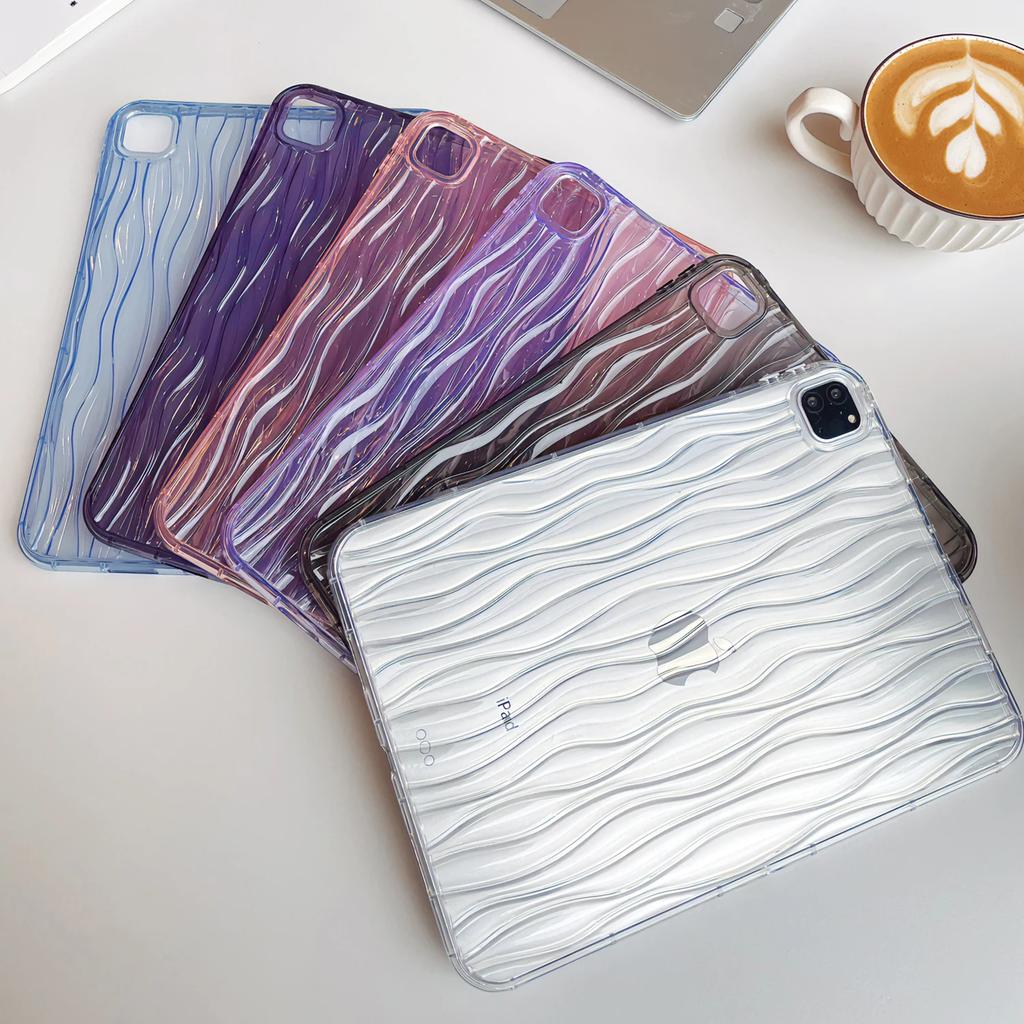 For IPad Case 7th 8th 9th 10th Generation Air 3rd 4th 5th Pro 11 Inch Mini 6 Tablet Cover Cases Wave Texture Transparent Soft
