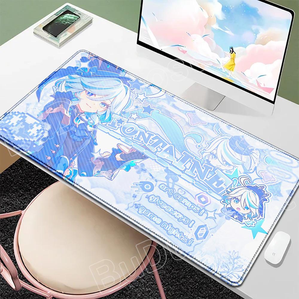 New Wallpaper Gamer Genshin Furina Mouse Pad Anime Gaming Mouse Pad HD Printing Table Pads Rubber Desktop XXL Mousepad Desk Mats