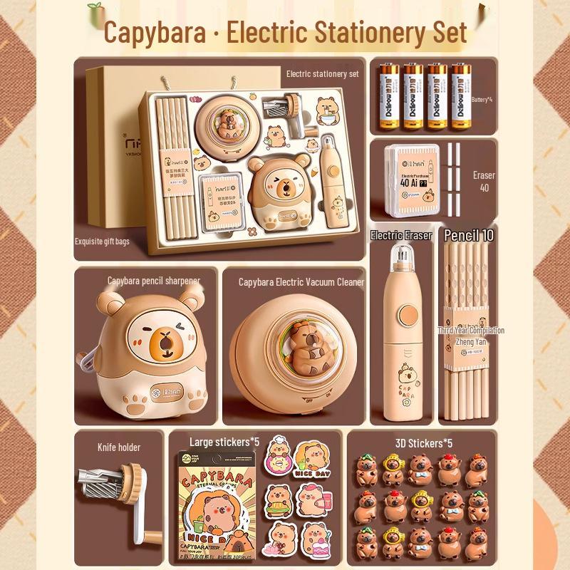First Grade Back-to-School Capybara Stationery Gift Set: Complete Study Supplies Package
