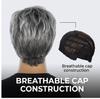 Men’s Grey Short Straight Synthetic Wig, Realistic Hairline, Heat-Resistant Adjustable Cap for Daily, Party & Casual Occasions with Natural Look