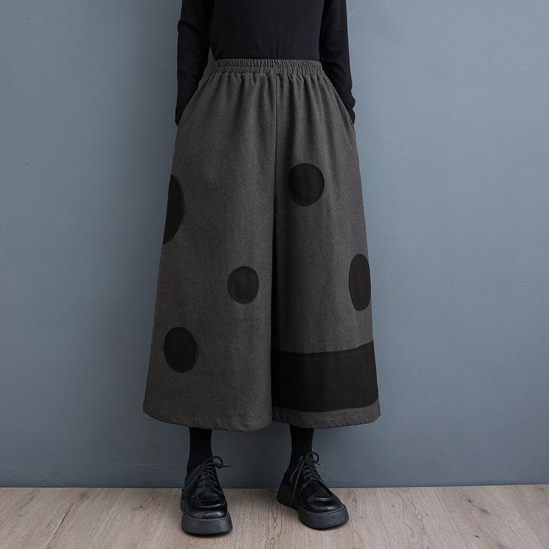 

Весенне-осенние женские брюки, свободные, удобные, с эластичной резинкой на талии, повседневные широкие брюки с принтом больших размеров One Size серый