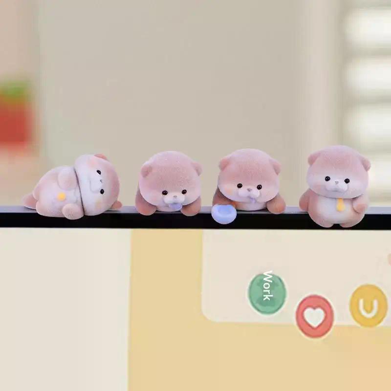 Miniature Otter Figurine Cute Office Desk Sculpture Decorative Figures PVC Ornament For Car Dashboard And TV Monitor Decor