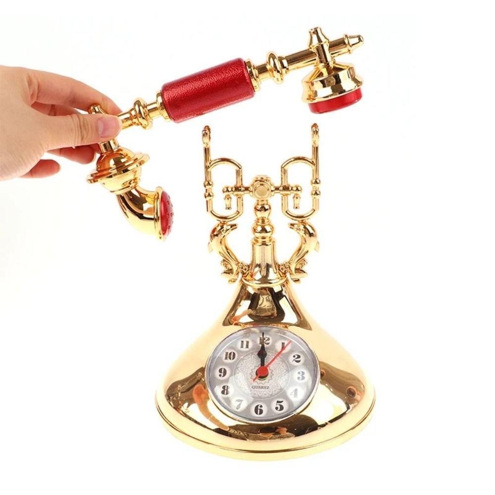 Antique Telephone Alarm Clock Handmade Telephone Clock Ornaments Telephone Clock Model  Student