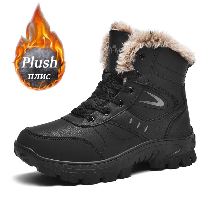 2024 New Winter Men's Snow Boots New Waterproof Leather Warm Plush Ankle Boots Non-slip High Quality Light Luxury Brand Shoes