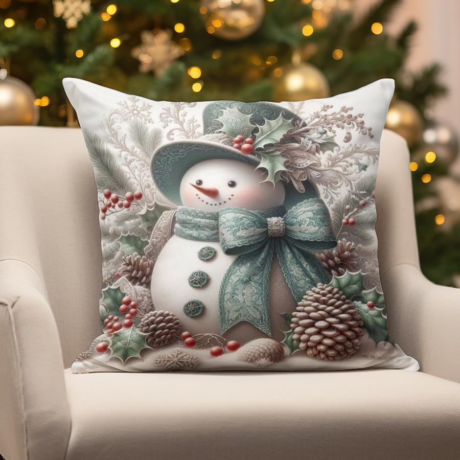 Home Decor Snowmen Christmas Decorative Pillow Suitable For Sofa Bedroom Car Pillow Cover Cushion Rectangular Back Cushion
