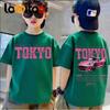 Fashionable Children's Clothing, Cool Cartoon Racing, Comfortable Pattern Short Sleeved T-shirt, Round