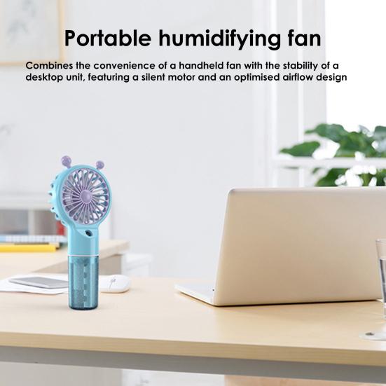 Spray Fan Cartoon Snail Design Silent Motor Mini Handheld Tabletop Fan with Water Mist Cooling USB Rechargeable Handheld