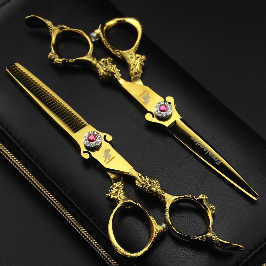 6.0" God Walker Golden Sword Handle Hairdressing Barber Scissors, Straight & Thinning Shears 07-02