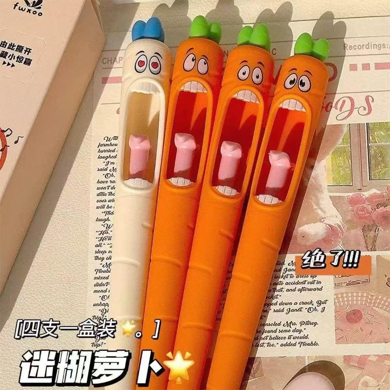 Kawai Stationery Confused Carrot Press The Gel Pen To Create A Creative and Personalized Shape Funny Interesting To Decompress