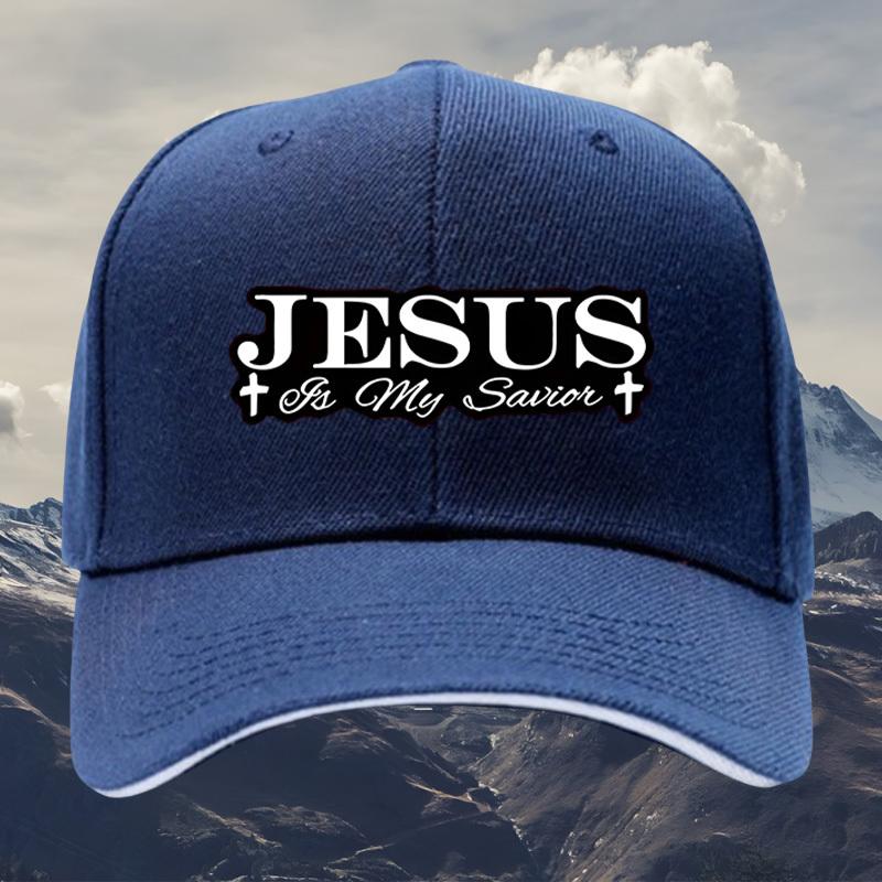 Black Baseball Cap Designed Jesus is My Savior Adjustable Breathable Comfortable Stylish Mens and Womens Hats Perfect
