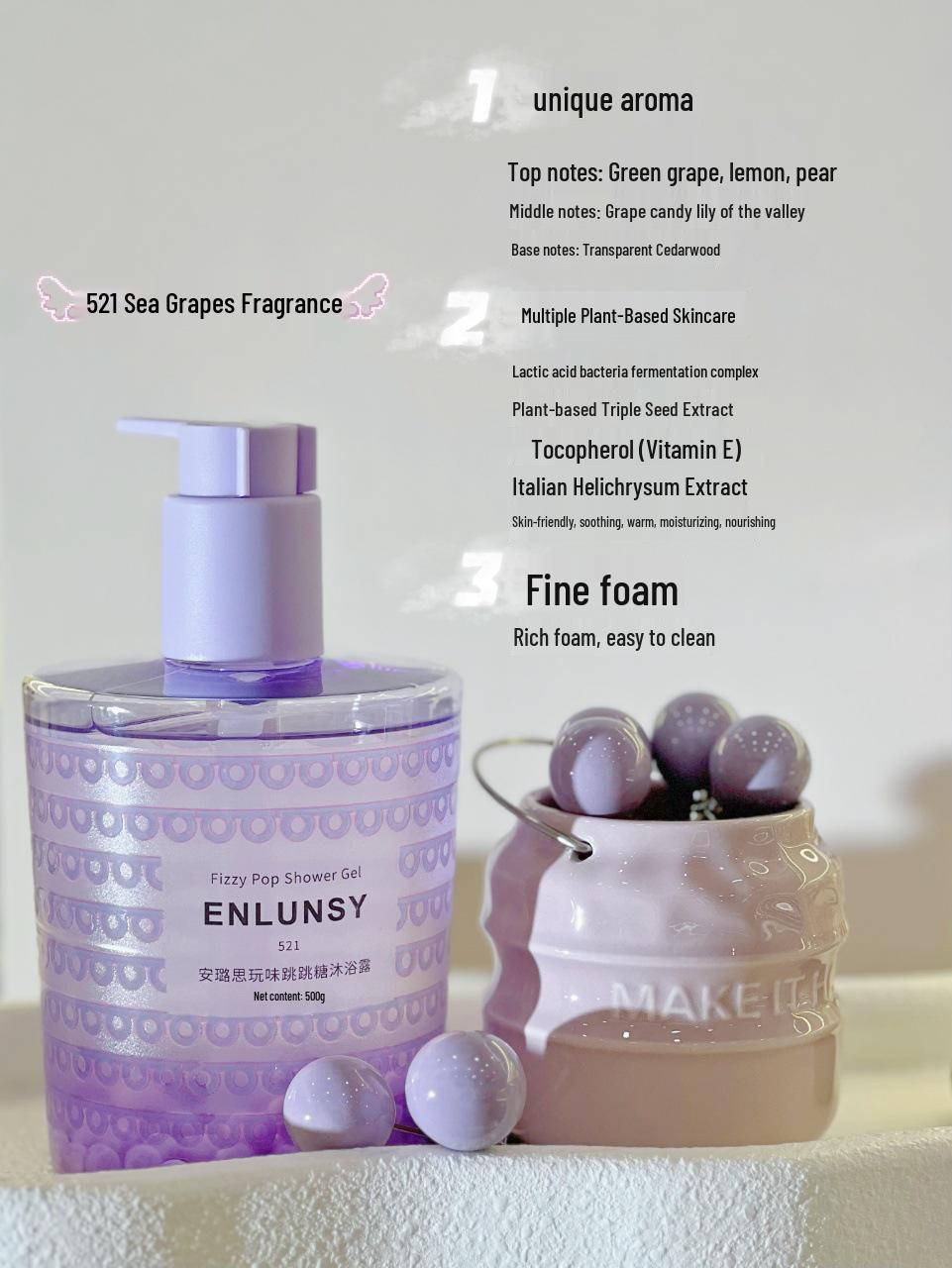 ENLUNSY Playful Candy Scent Shower Gel Perfume, Long-Lasting, Refreshing for Autumn/Winter. 500ml