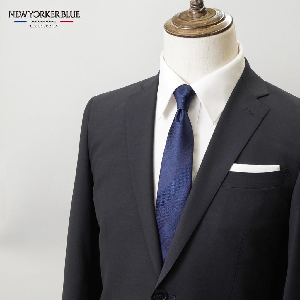[New Yorker Blue] Solid Pattern Tie NB917348 Navy, One Size Fits All, Business Suit Style, Gift