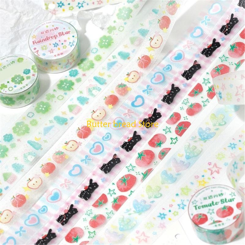 W89C Scrapbooking Background Tape 20mmx3m Aesthetic Masking Tape for Journal Planner