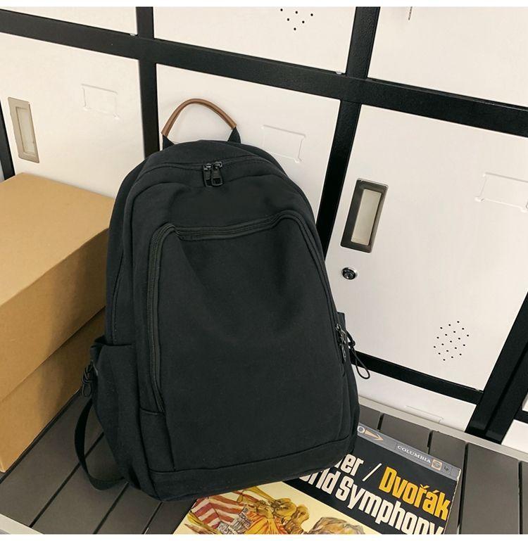 Schoolbag New Korean Version Solid Color Backpack Versatile Large Capacity Schoolbag Female College Student Leisure Travel Outdoor Backpack Men and 