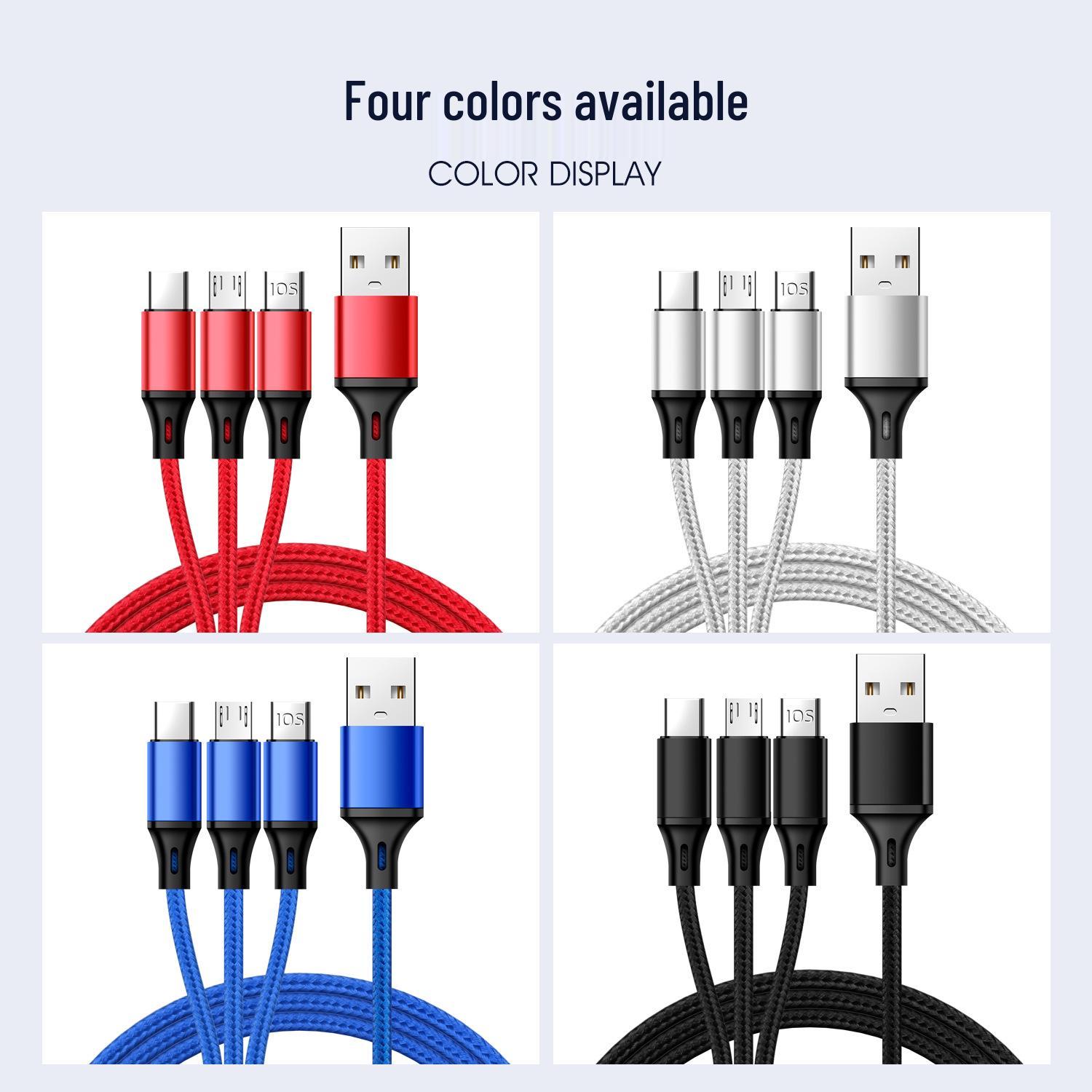 

Кабель USB для быстрой зарядки Apple Android V8 и Huawei Type-C - 3-в-1 1.2m Mini 3-in-1 Naked Cable чёрный