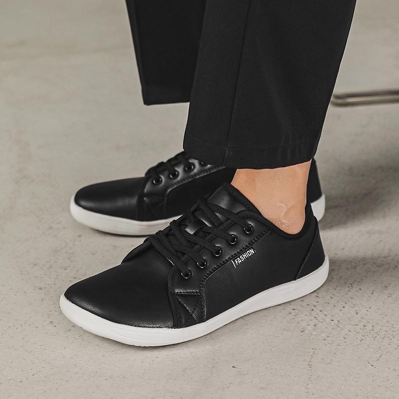 Wide Toe Walking Shoes Business Casual Sports Shoes Waterproof Flats Teenagers PU Leather Fashion White Shoes