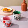 15 Oz Ceramic Tea Cup Coffee Mug for Office and Home Hand Painted with Handles Vintage Flower Blossom Mug