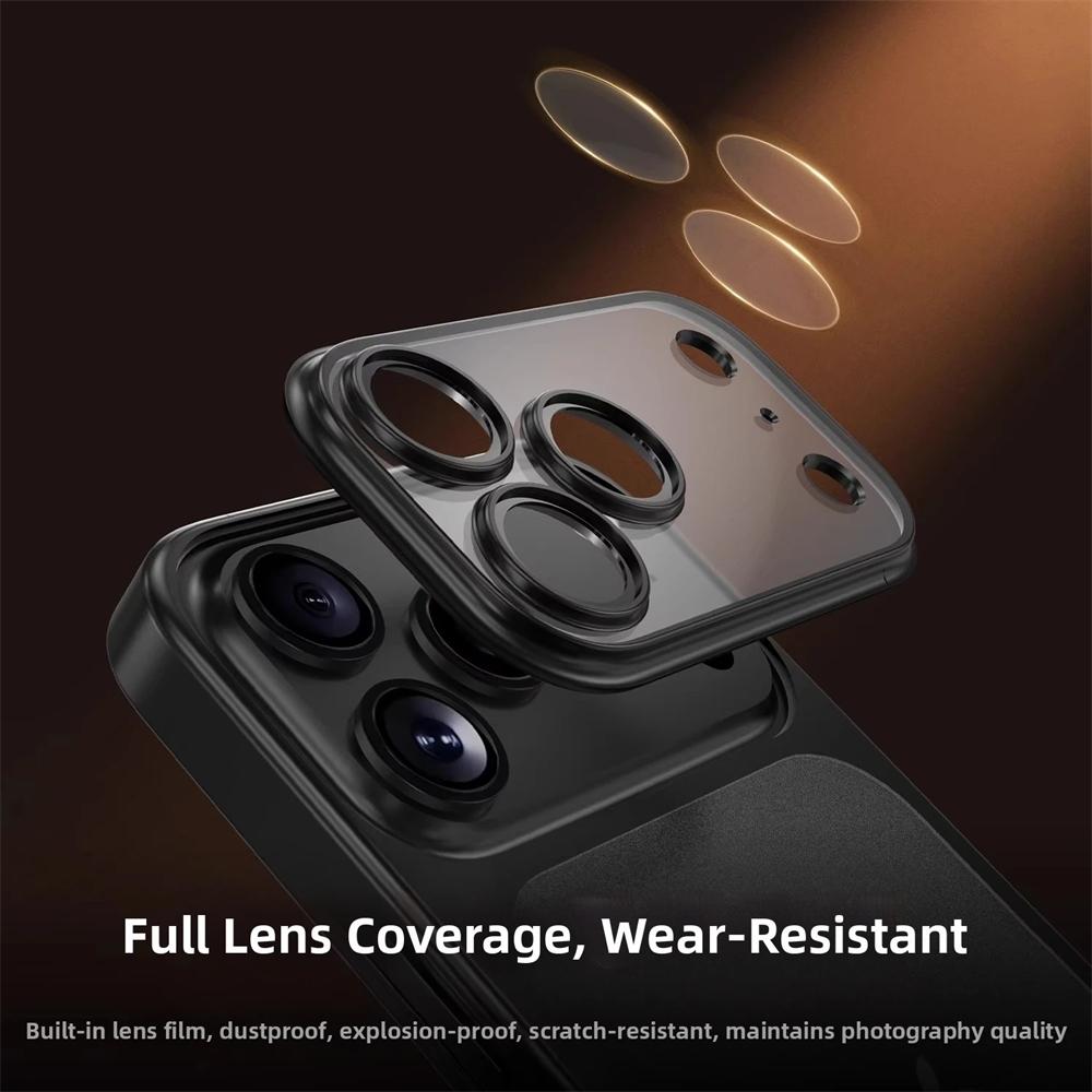 Luxury Plating Frosted Translucent Phone Case For iPhone 17 16 15 14 13 12 Pro Max Air Original Color Glass Lens Protection Matte Bumper Cover